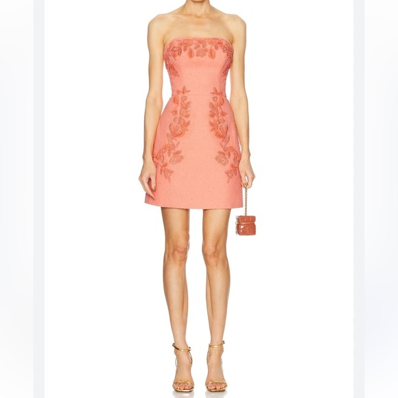 Carolina Herrera SZ 12 Embroidered Slub Cotton Mini Dress Resort 25’ Sunset NWT - Picture 15 of 16